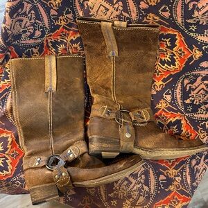 Bed Stu Distressed Brown Leather Harness Boots 6.5